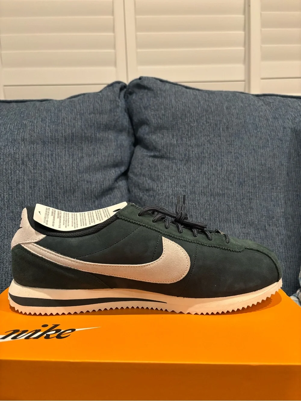 Nike Cortez Men's Low-Top Sneaker in Dark Green with Cream Swoosh